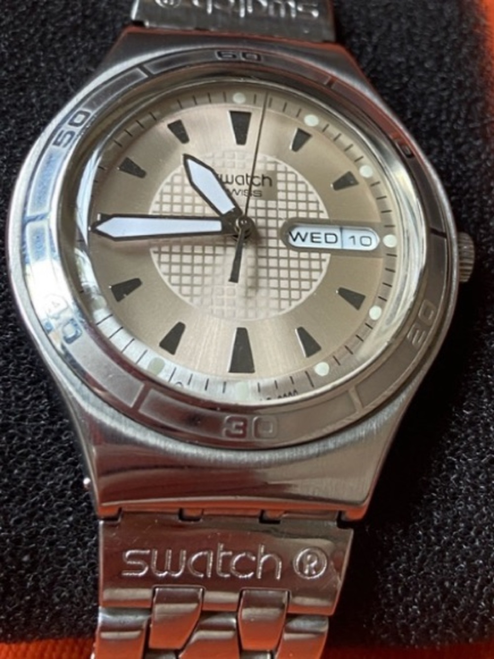 Swatch Silver Stainless Steel Watch with Cream Dial